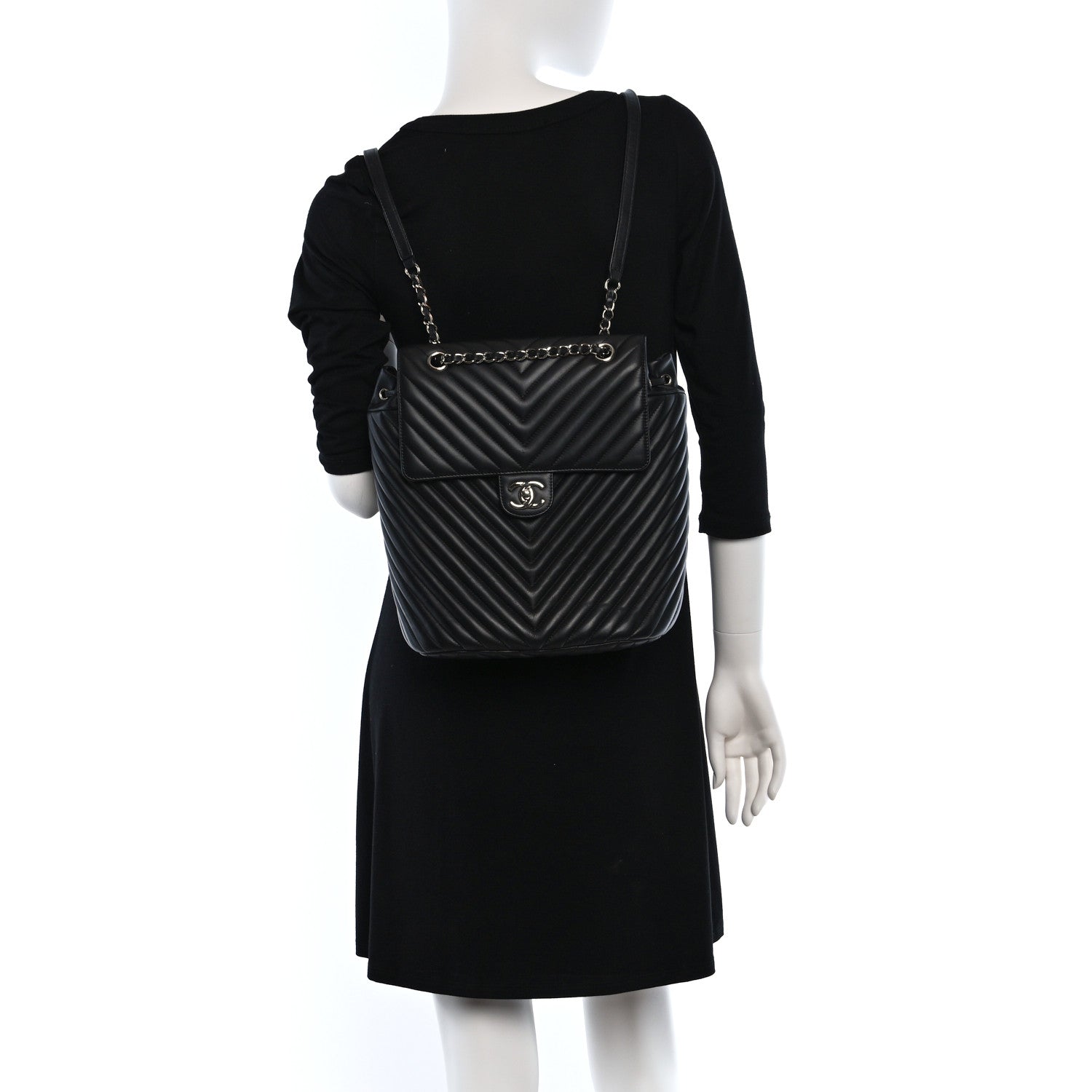 Chanel Calfskin Chevron Quilted Large Urban Spirit Backpack Black 2 of 13