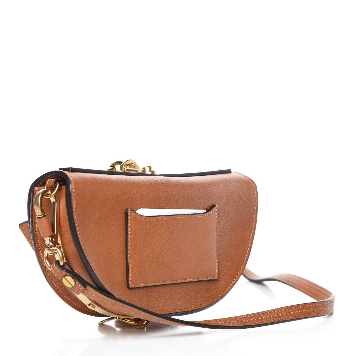 Calfskin Small Nile Bracelet Minaudiere Bag Caramel