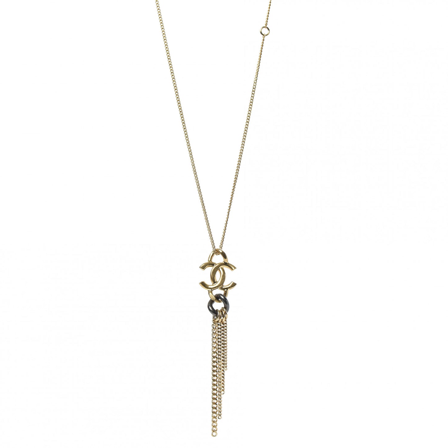 Chain CC Logo Pendant Necklace Gold