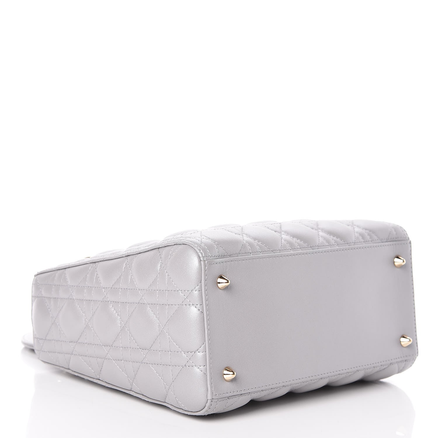 Christian Dior Pearly Lambskin Cannage Medium Lady Dior Grey 4 of 9