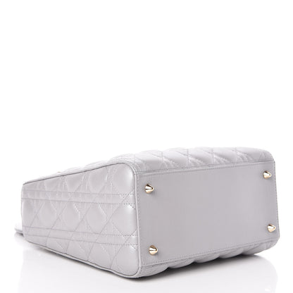 Christian Dior Pearly Lambskin Cannage Medium Lady Dior Grey 4 of 9