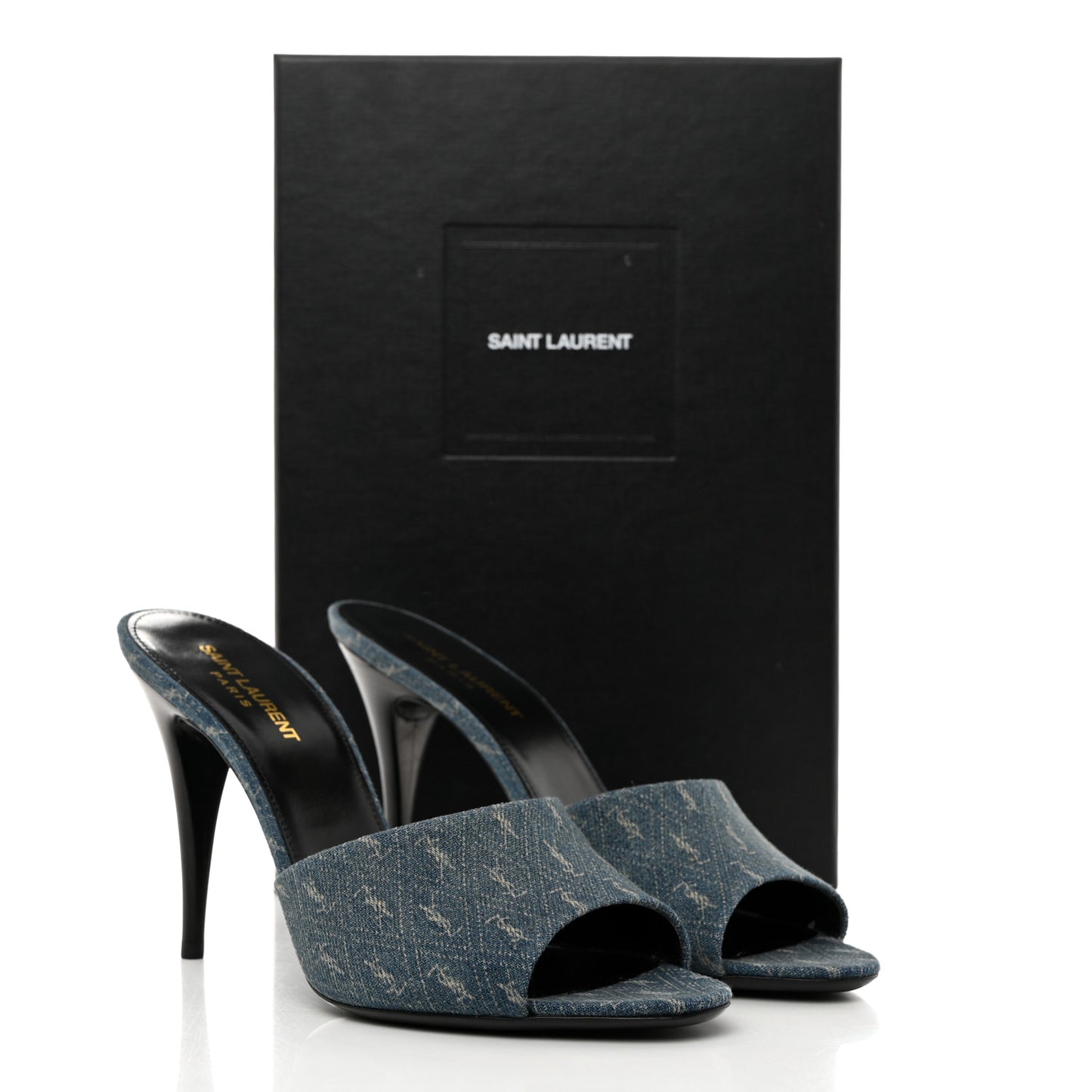 Denim Monogram La 16 Mule Sandals 40 Blue Jeans