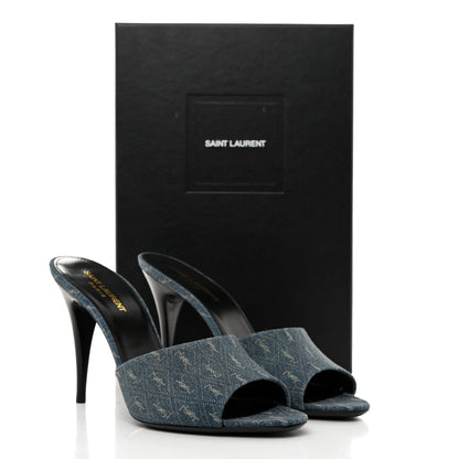 Saint Laurent Denim Monogram La 16 Mule Sandals 40 Blue Jeans 9 of 9