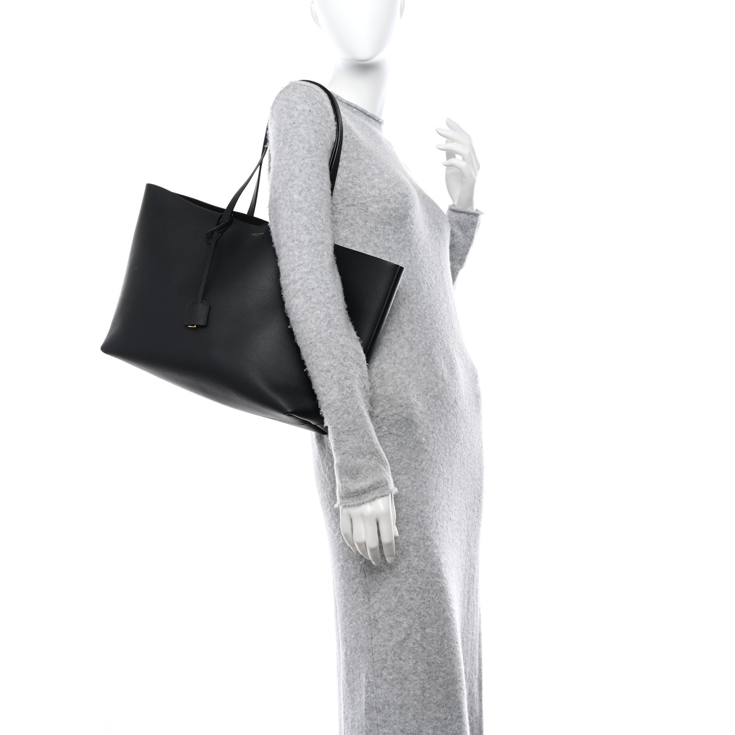 SAINT LAURENT Calfskin Large Shopping Tote Black