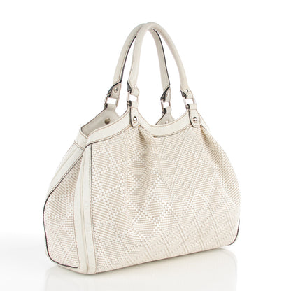 Gucci Woven Raffia Diamante Medium Sukey Tote White 4 of 10