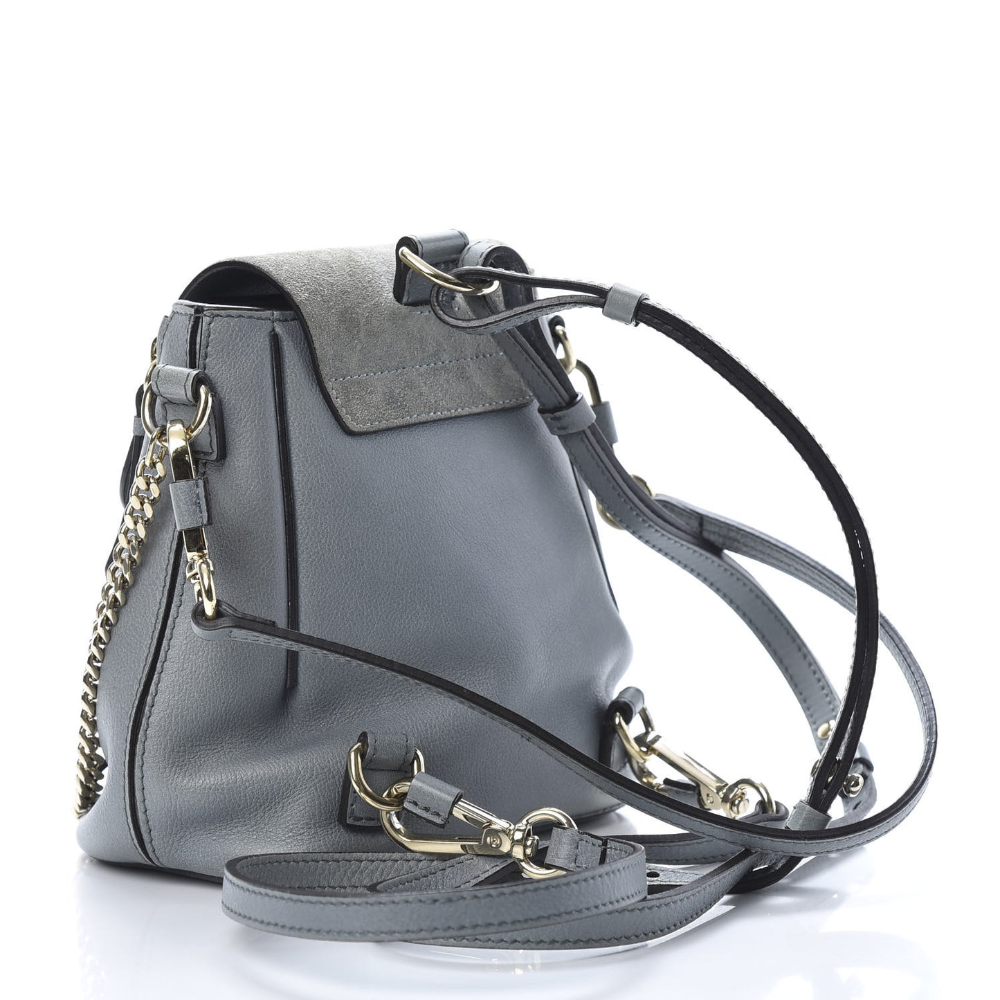 Suede Calfskin Mini Faye Backpack Cloudy Blue
