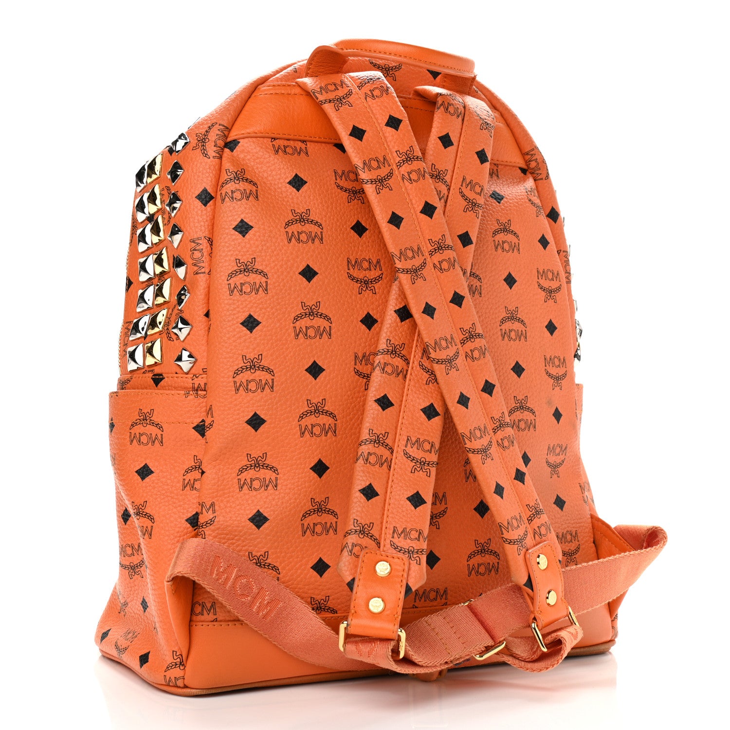MCM Visetos Crown Stud Medium Stark Backpack Orange 3 of 17
