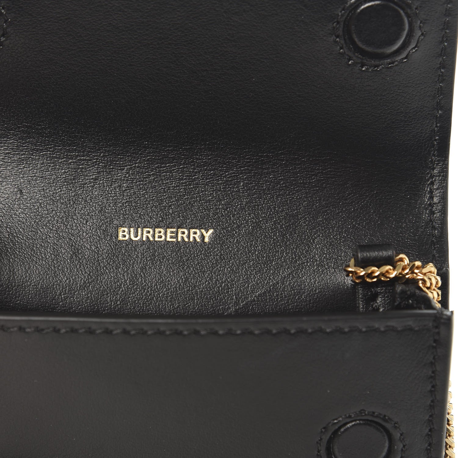 Burberry Calfskin Leopard Print Mini Jody Chain Card Case Black 6 of 12
