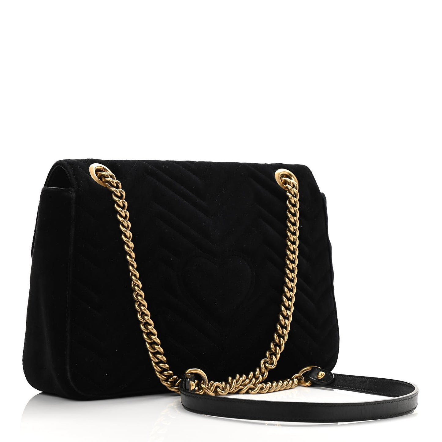 Velvet Matelasse Medium GG Marmont Shoulder Bag Black