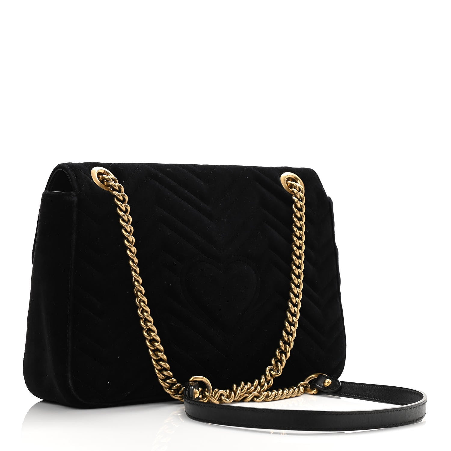 Gucci Velvet Matelasse Medium GG Marmont Shoulder Bag Black 3 of 10