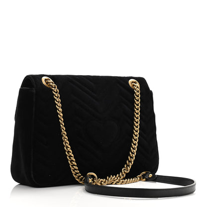 Gucci Velvet Matelasse Medium GG Marmont Shoulder Bag Black 3 of 10