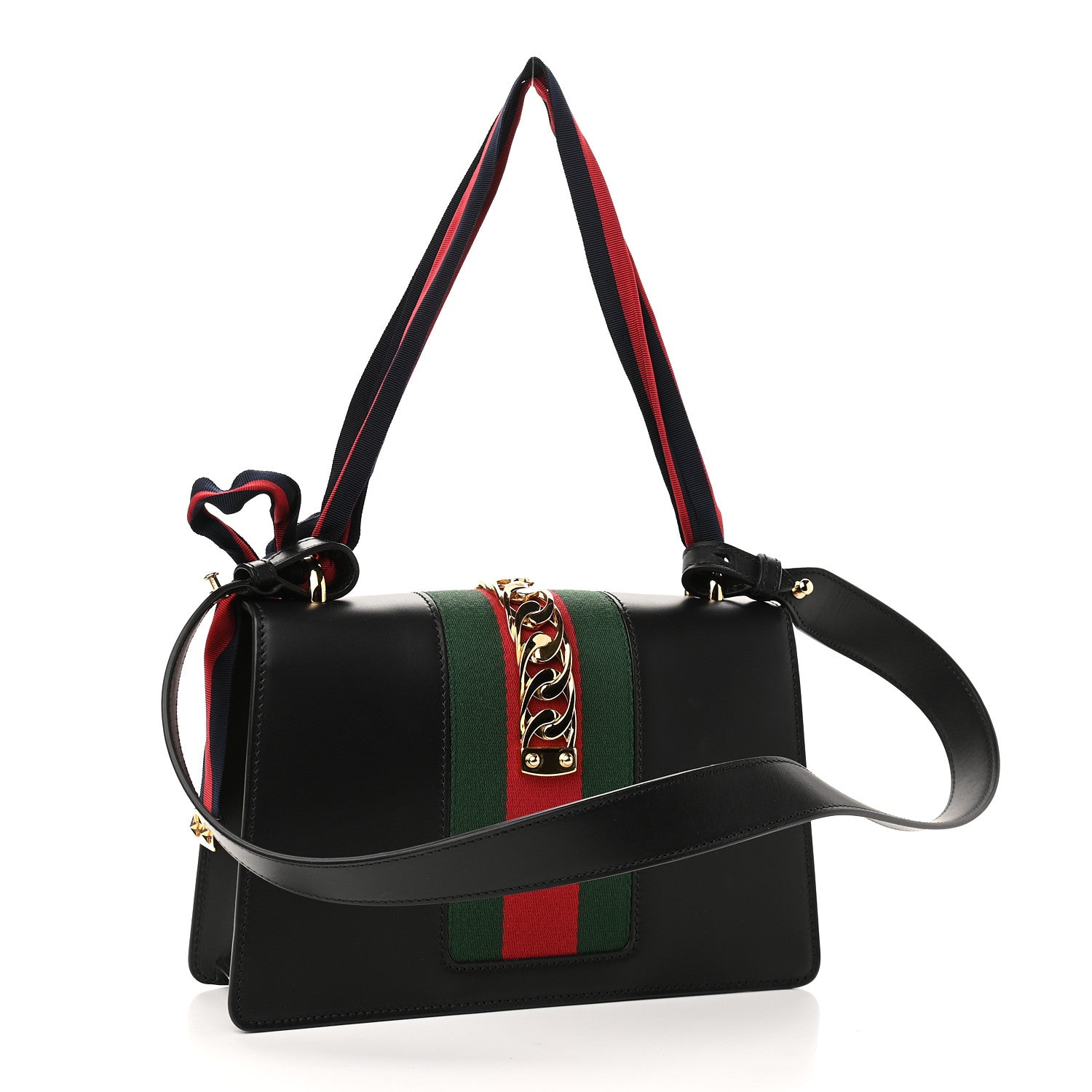 Gucci Calfskin Small Sylvie Shoulder Bag Black 3 of 9