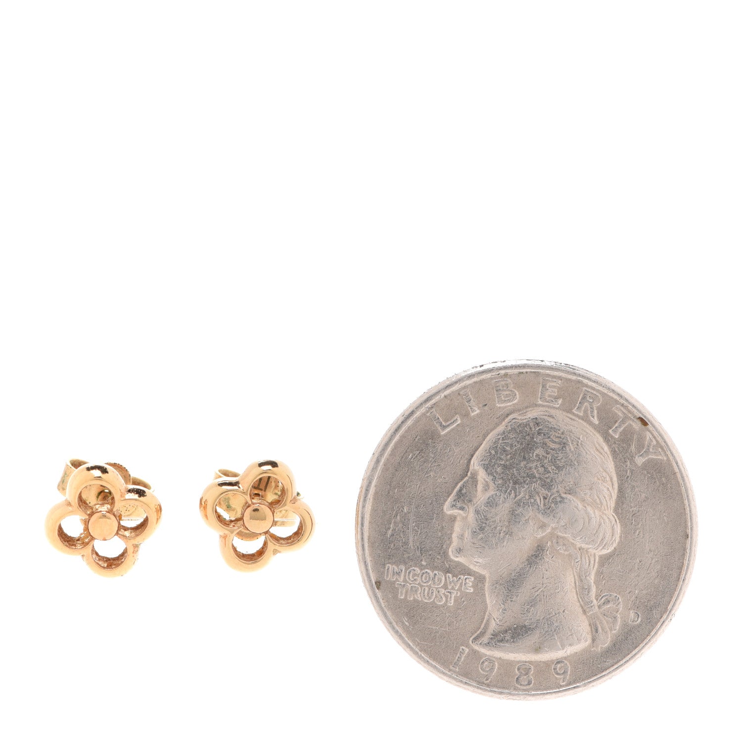 Louis Vuitton Brass Flower Full Stud Earrings Gold 2 of 5