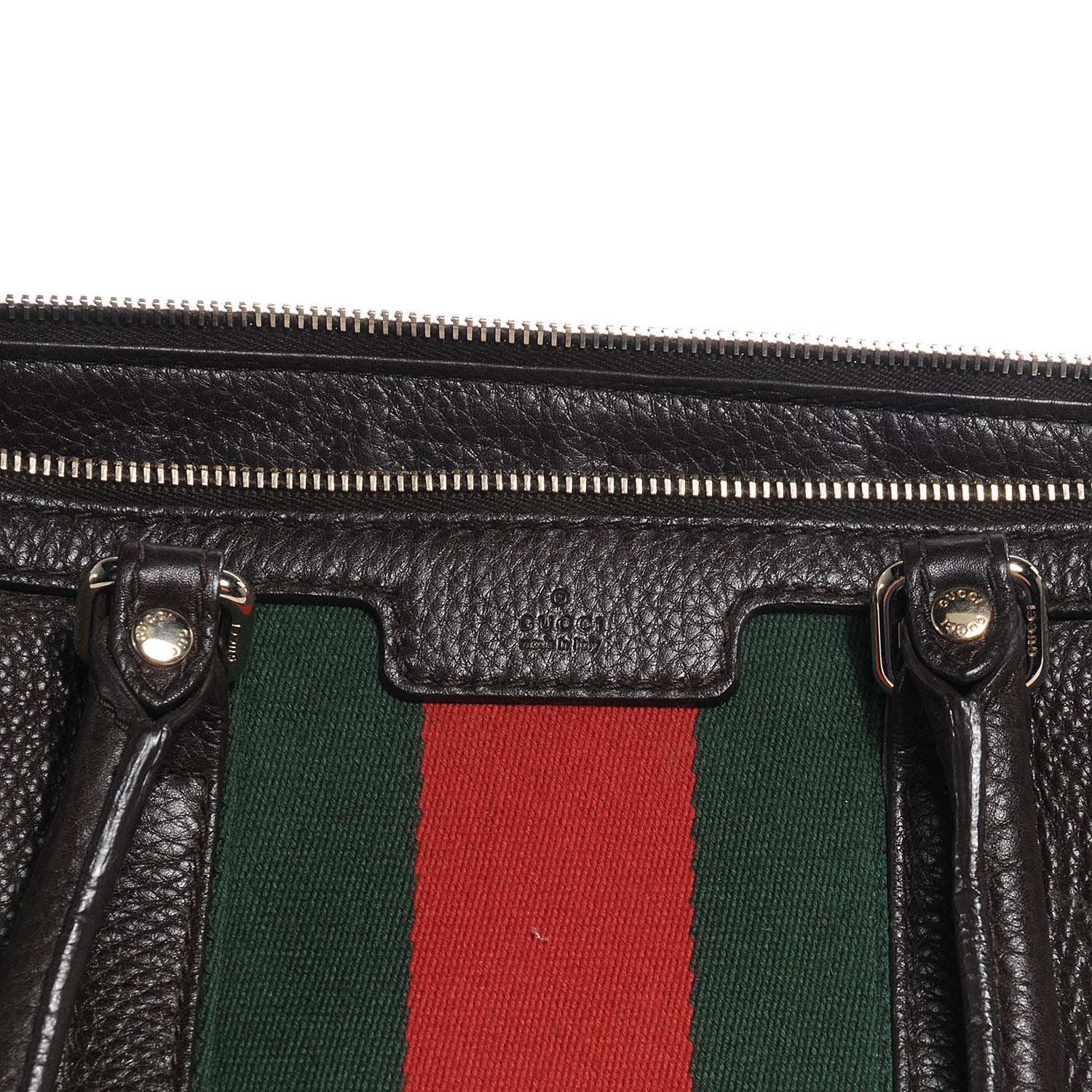 Gucci Leather Vintage Web Medium Top Handle Bag Dark Brown 5 of 11