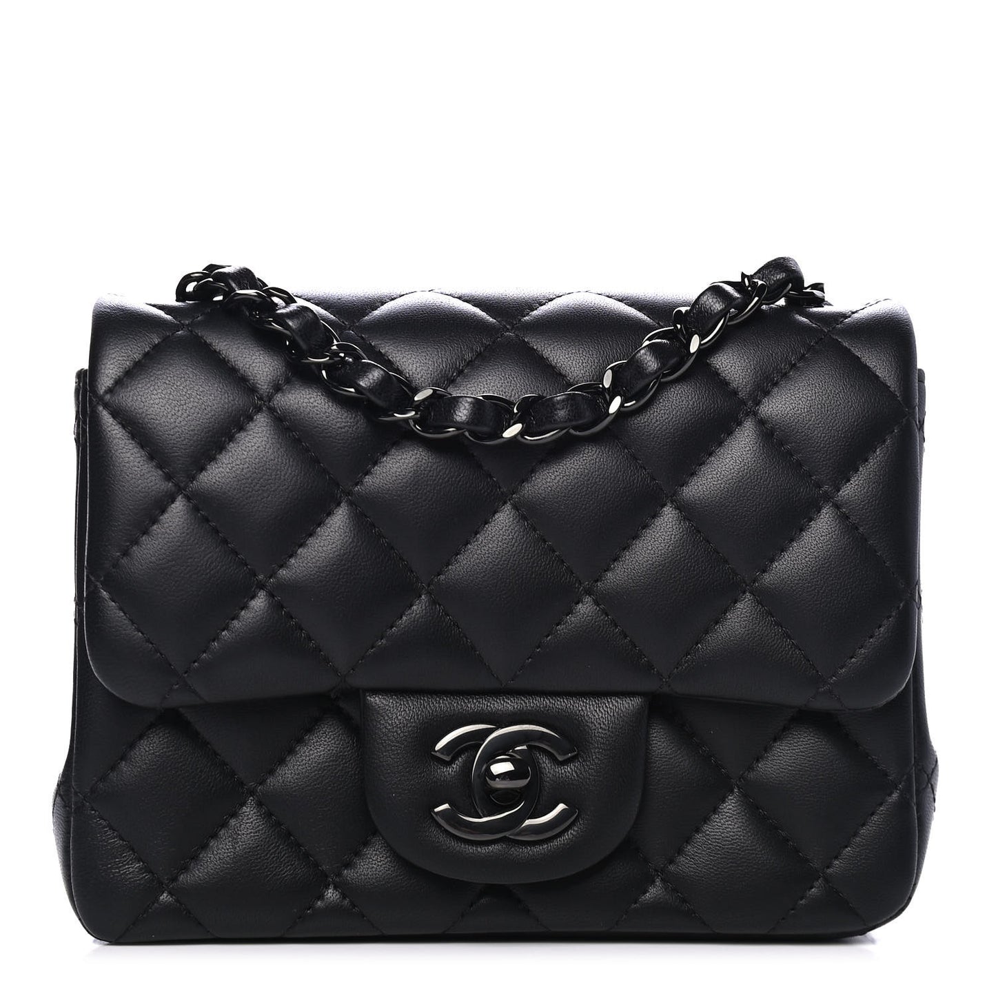 Lambskin Quilted Mini Square Flap So Black