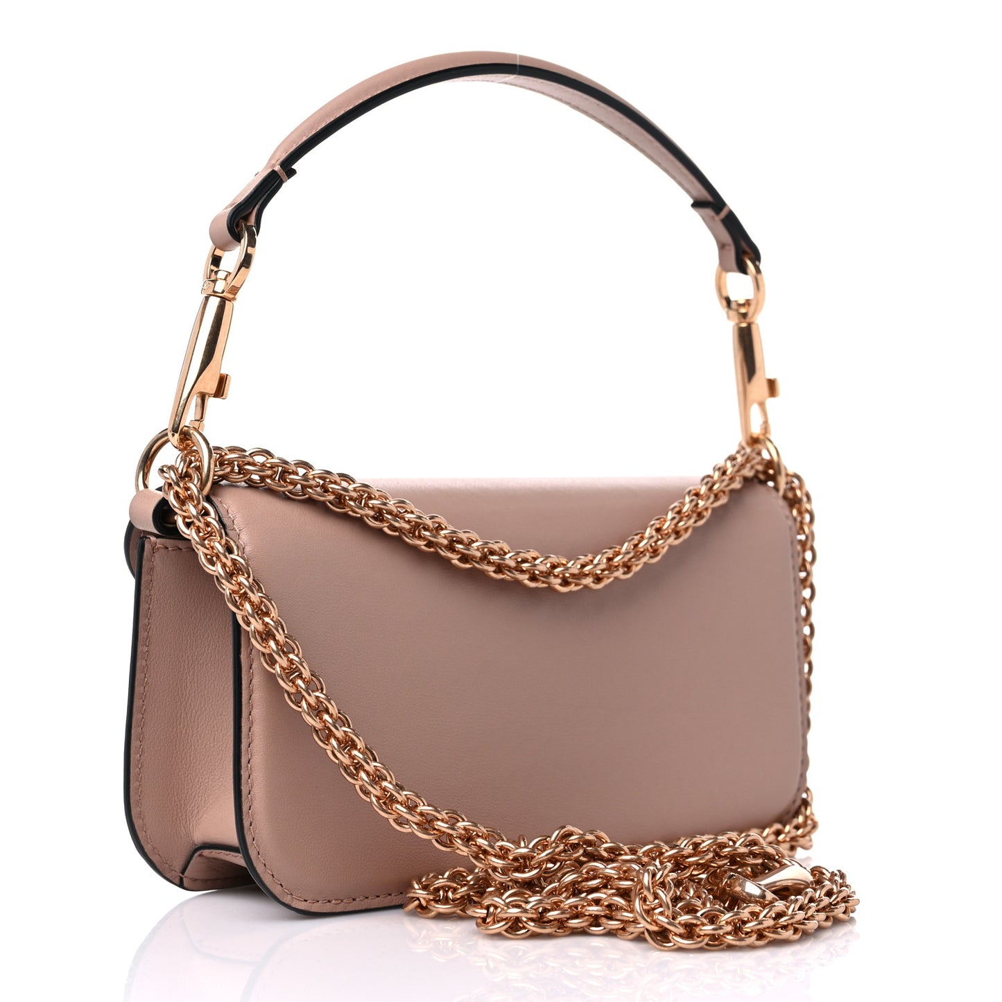Calfskin Crystal Vlogo Small Loco Shoulder Bag Rose Cannelle
