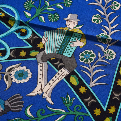 Hermes Cashmere Silk Peuple Du Vent Shawl 140 Caban Cobalt Turquoise 4 of 7