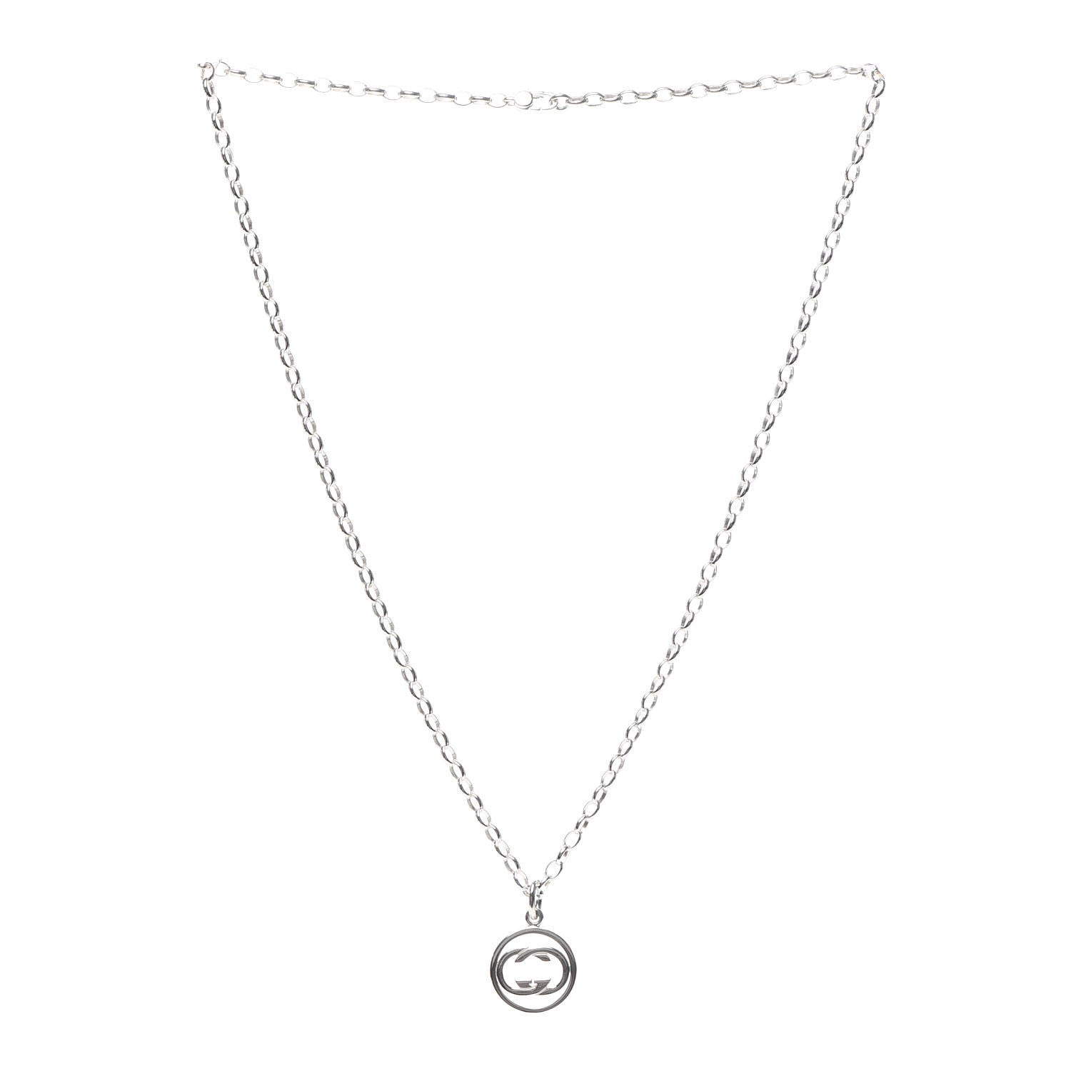 Gucci Sterling Silver Interlocking Circle GG Pendant Necklace 3 of 4