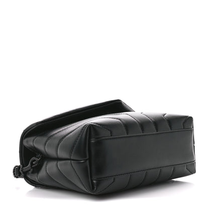 Saint Laurent Calfskin Y Quilted Monogram Monochrome Toy Loulou Crossbody Bag Black 4 of 11