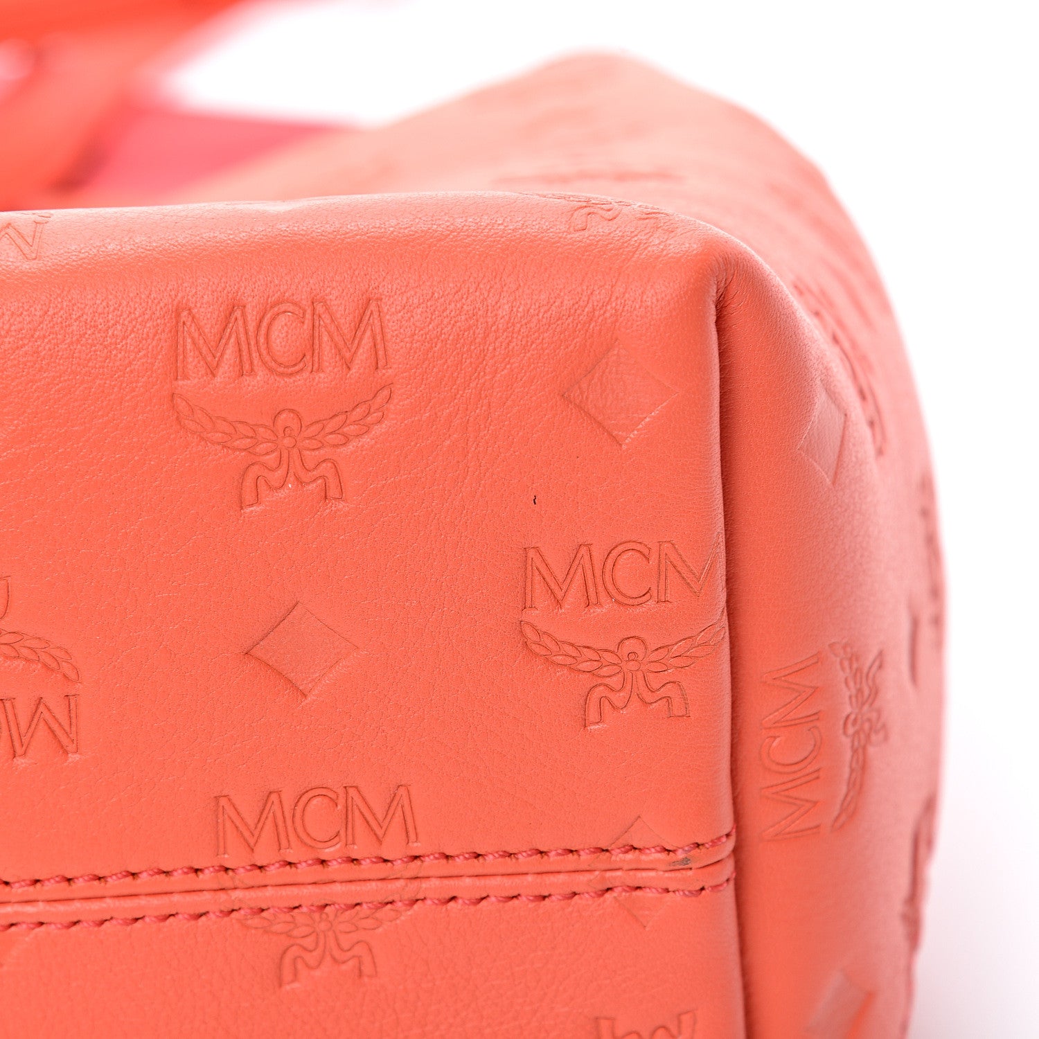 MCM Calfskin Ottomar Monogram Medium Klara Hobo Hot Coral 10 of 11