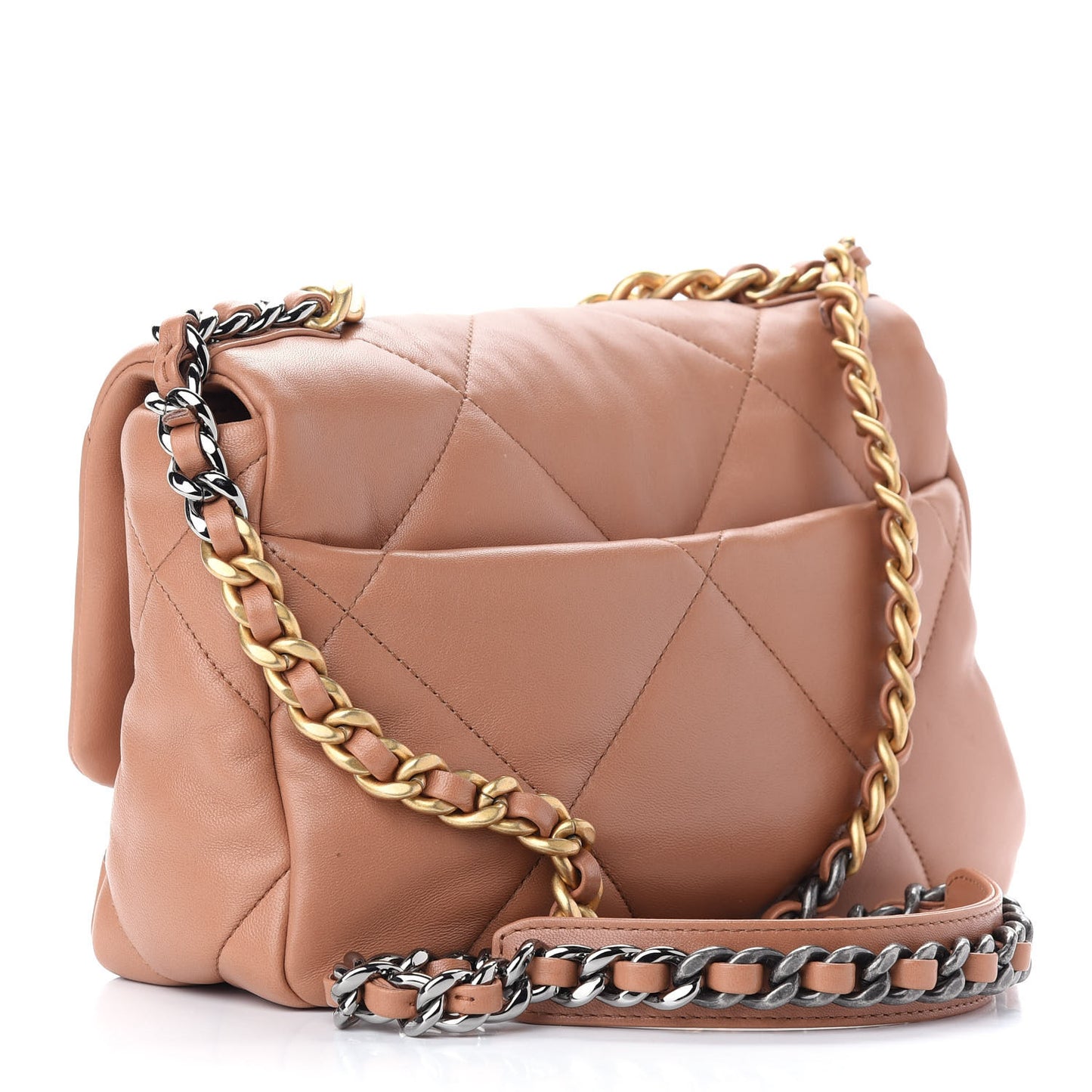 Lambskin Quilted Medium Chanel 19 Flap Brown
