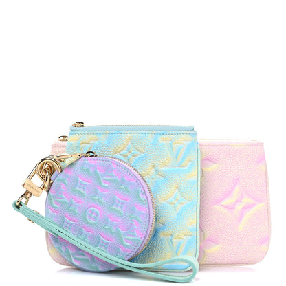 Louis Vuitton Empreinte Monogram Summer Stardust Trio Pouch Pink Water Green Lilas 1 of 8