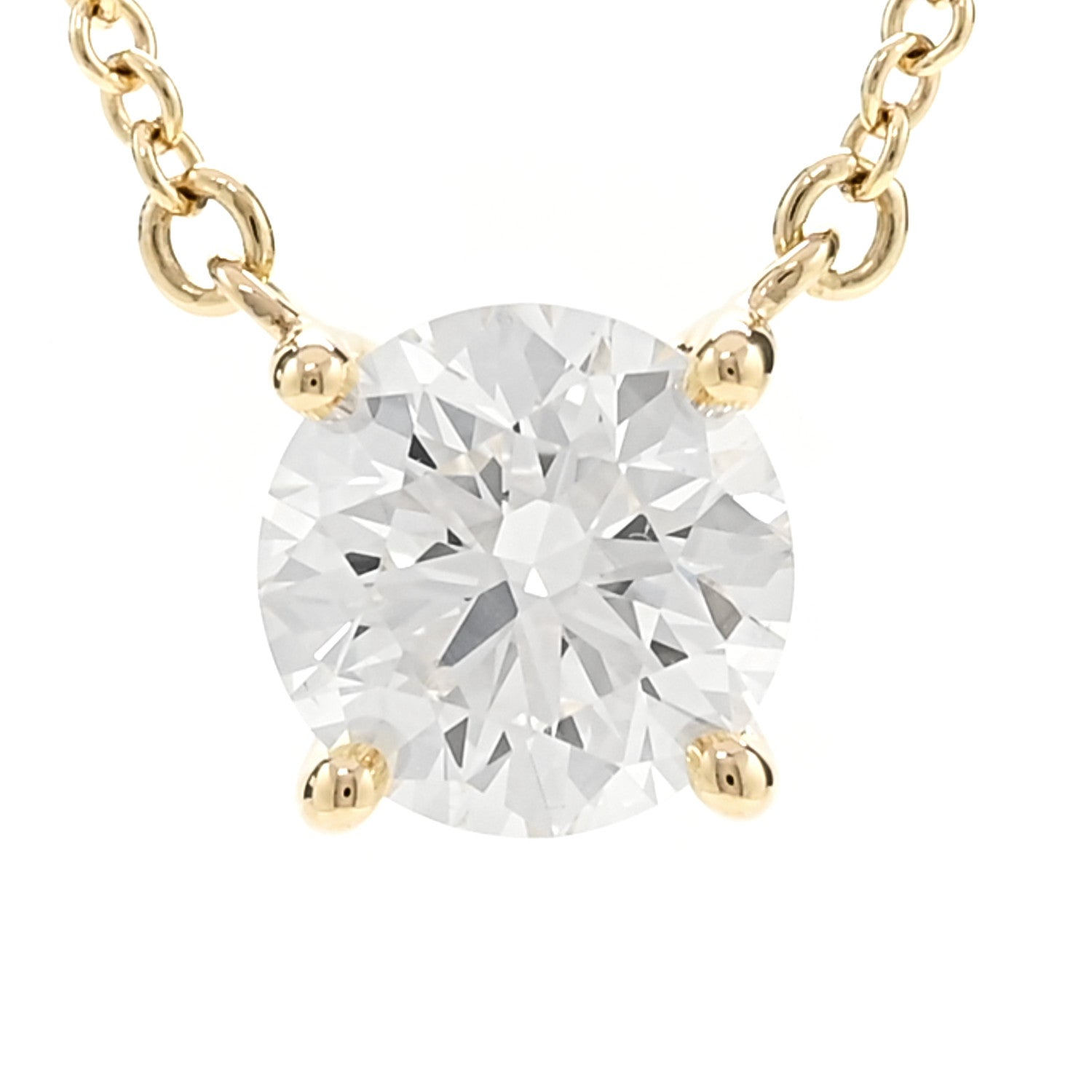 Tiffany 18K Yellow Gold Diamond .80ct Solitaire Pendant Necklace 4 of 6