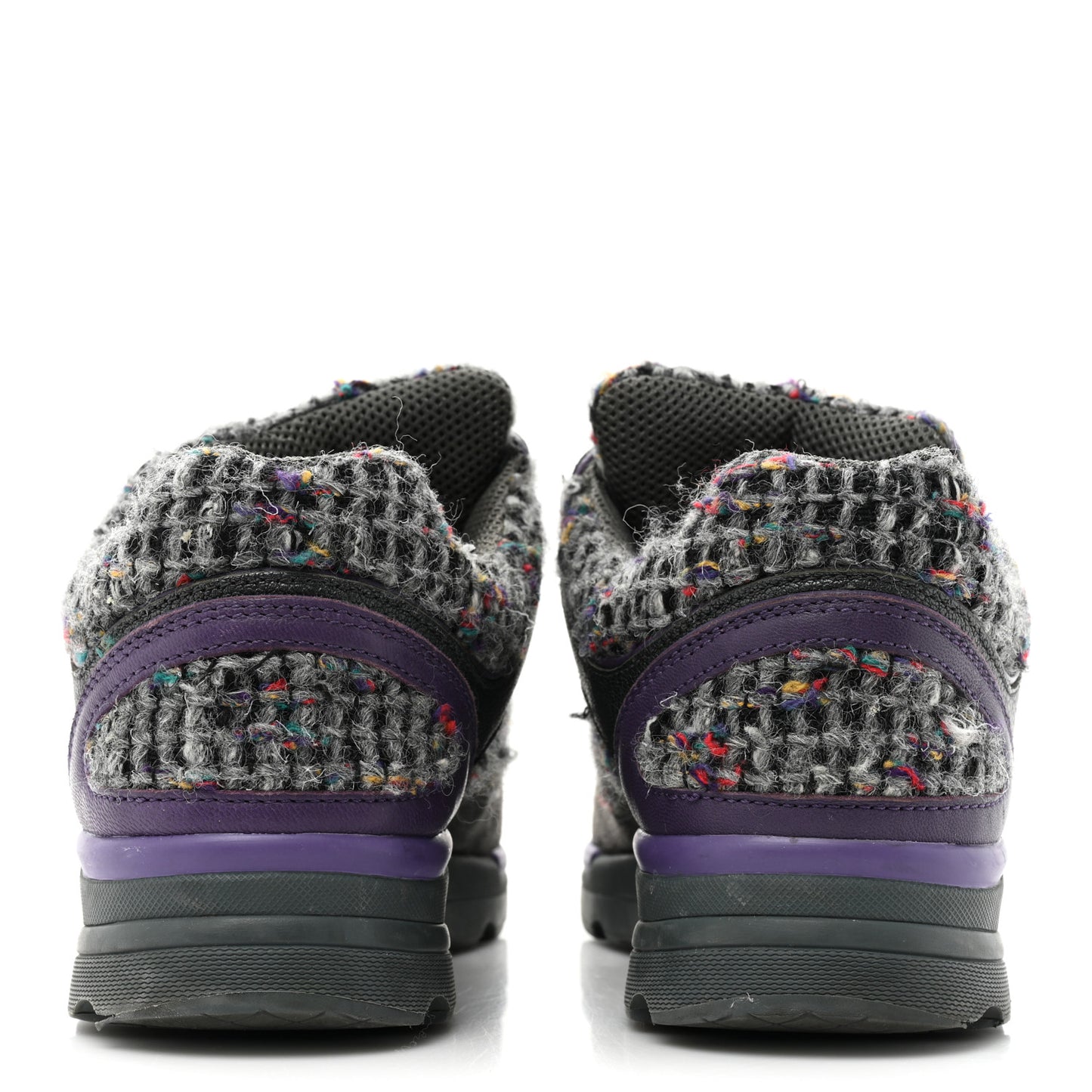 Suede Tweed Goatskin CC Sneakers 36 Grey Purple