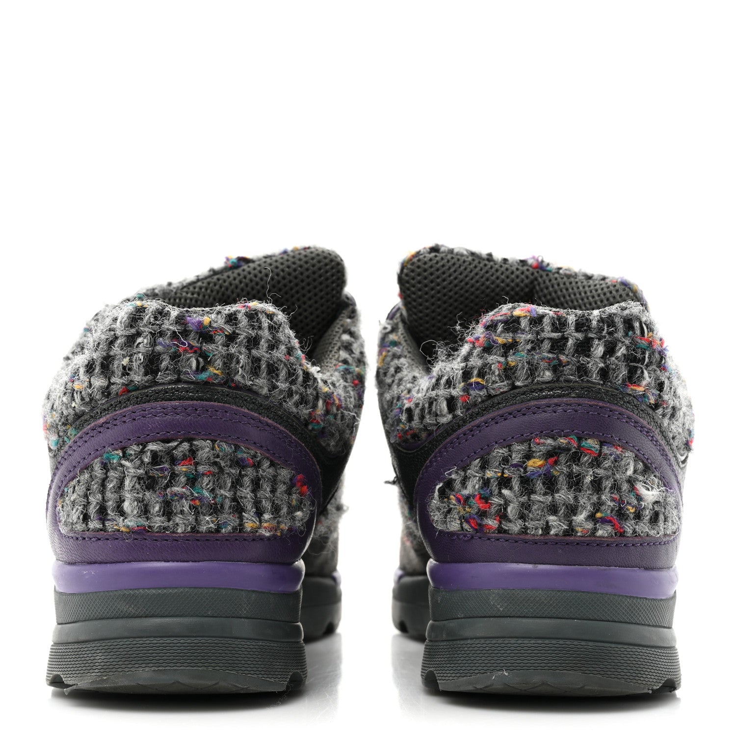Chanel Suede Tweed Goatskin CC Sneakers 36 Grey Purple 4 of 9