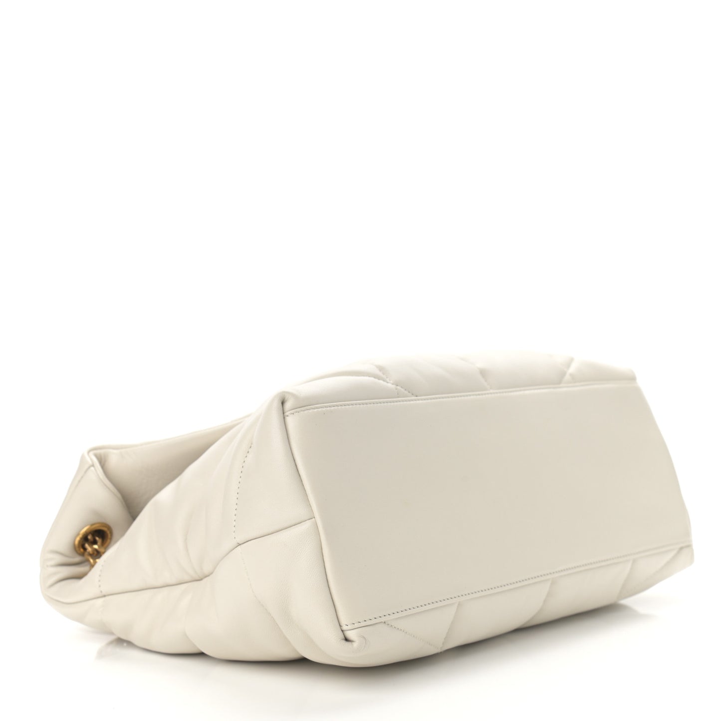 Lambskin Quilted Medium Loulou Puffer Monogram Chain Satchel Crema Soft