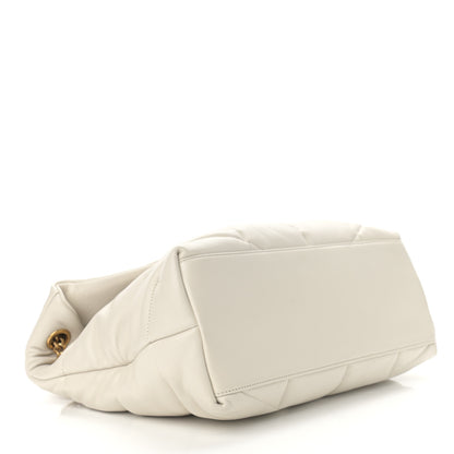 Saint Laurent Lambskin Quilted Medium Loulou Puffer Monogram Chain Satchel Crema Soft 4 of 11
