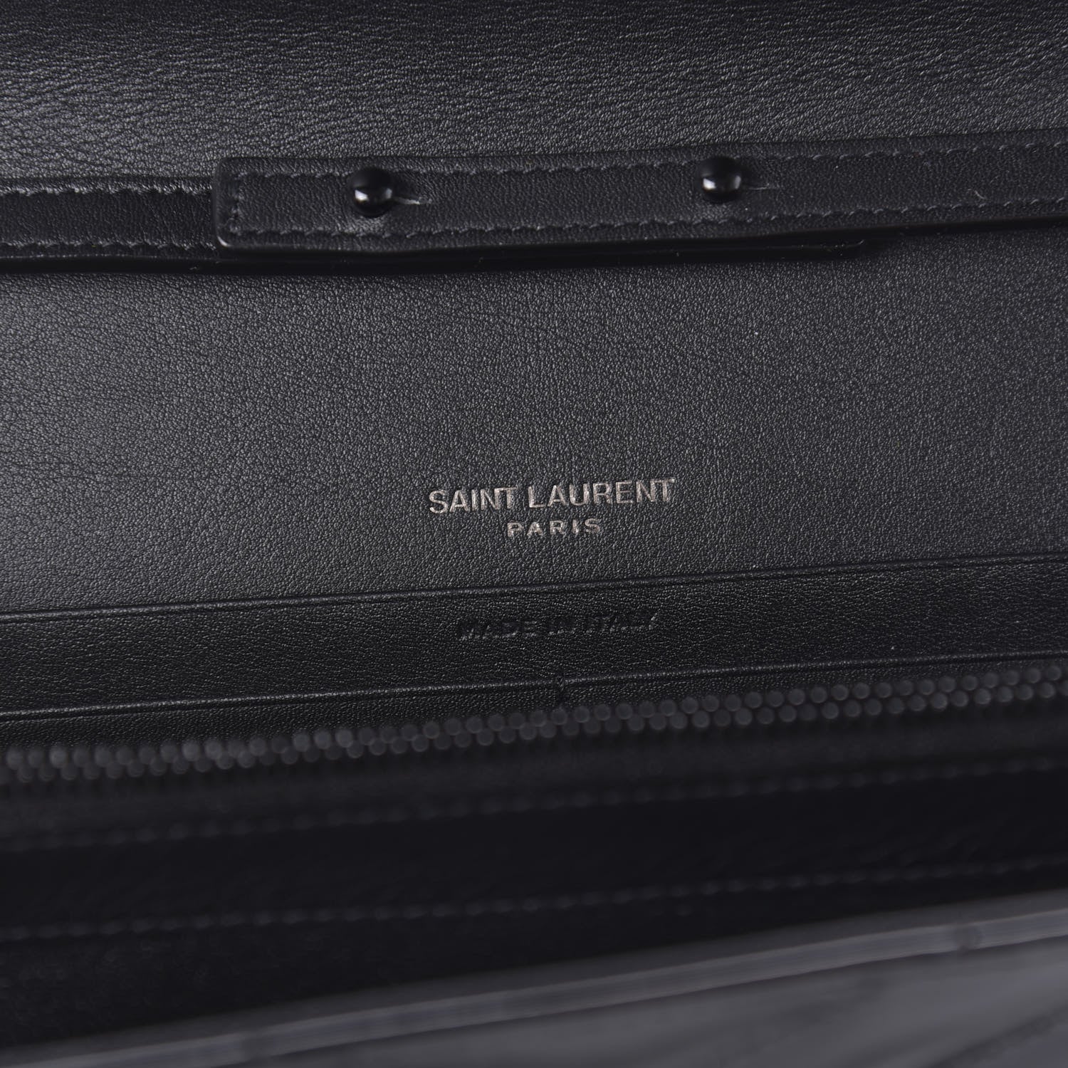 Saint Laurent Patent Matelasse Chevron Monogram Chain Wallet Black 8 of 10