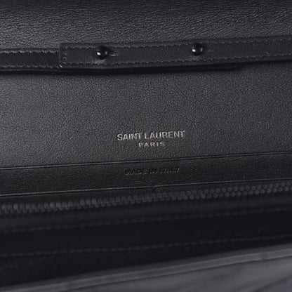 Saint Laurent Patent Matelasse Chevron Monogram Chain Wallet Black 8 of 10