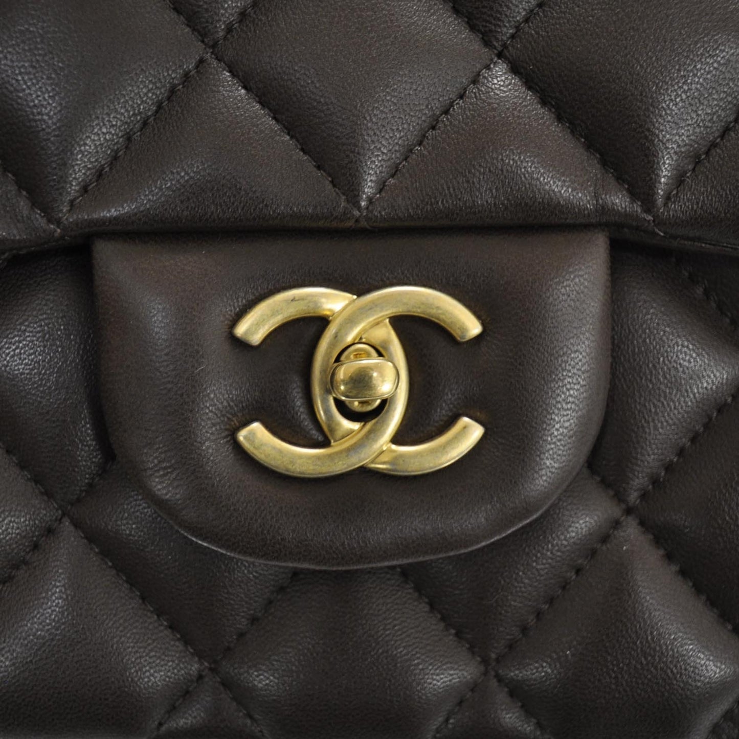 Lambskin Quilted Jumbo Flap Brown GHW