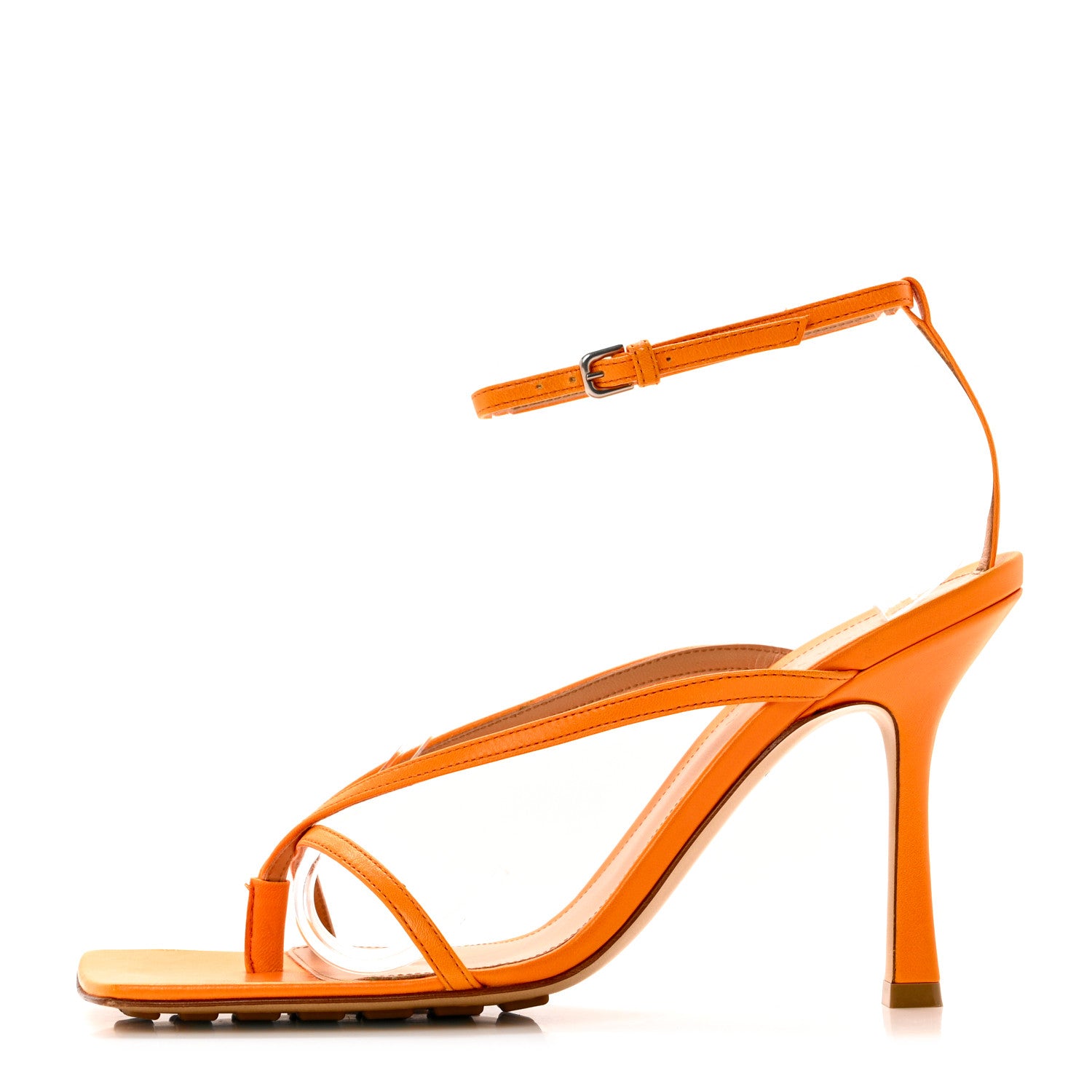 Bottega Veneta Lambskin Stretch Multi Strap 90mm Sandals 38.5 Tangerine 1 of 8