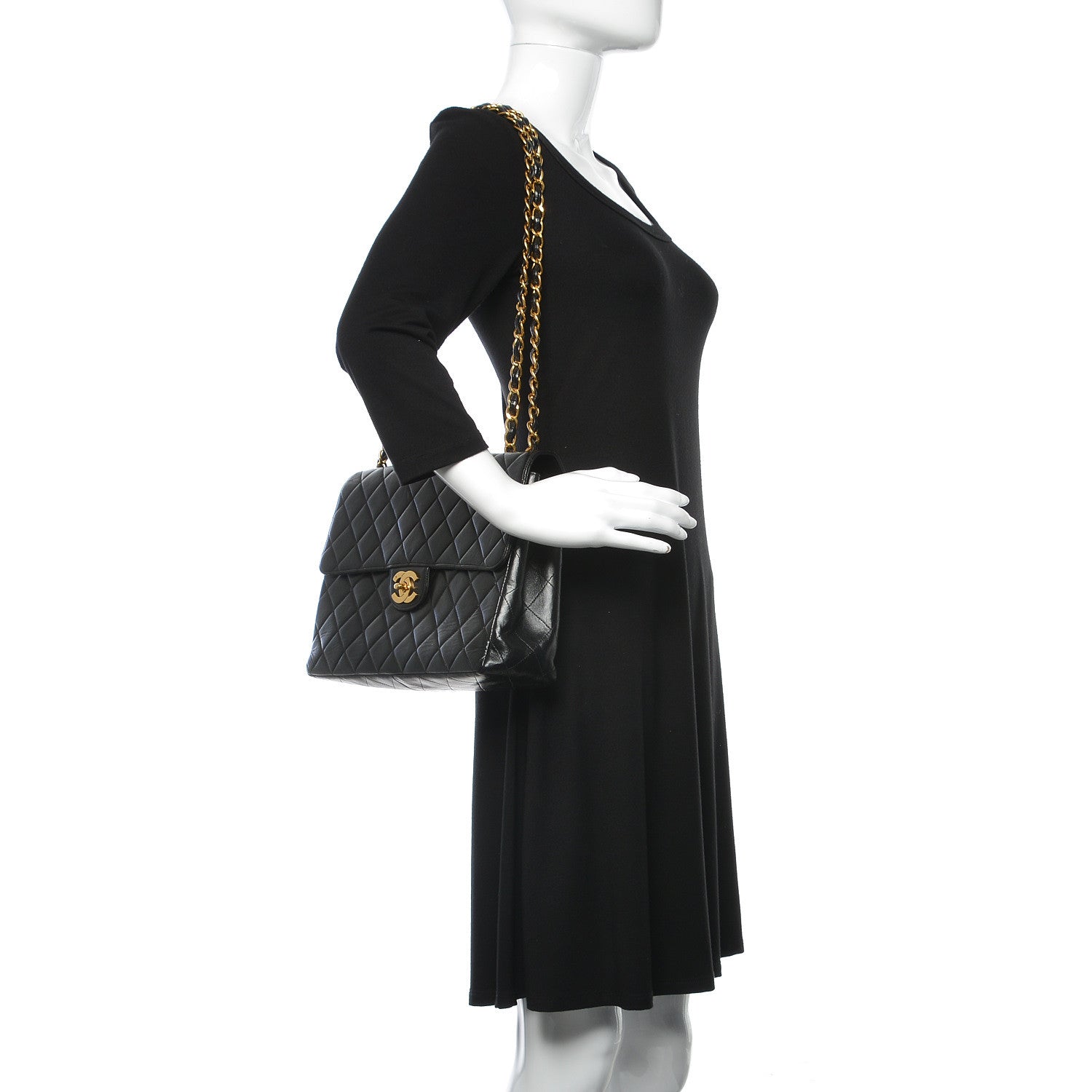 Chanel Lambskin Quilted Jumbo Single Flap Black 2 of 11
