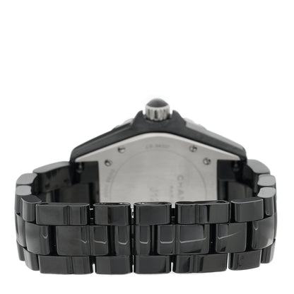 Chanel Stainless Steel Ceramic Diamond 38mm J12 Automatic Watch Black 3 of 4