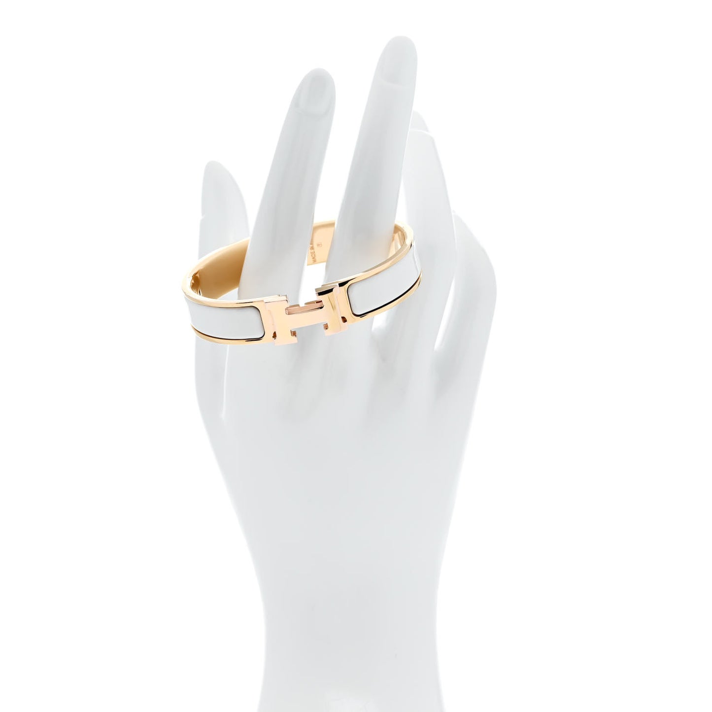 Enamel Narrow Clic Clac H Bracelet GM White