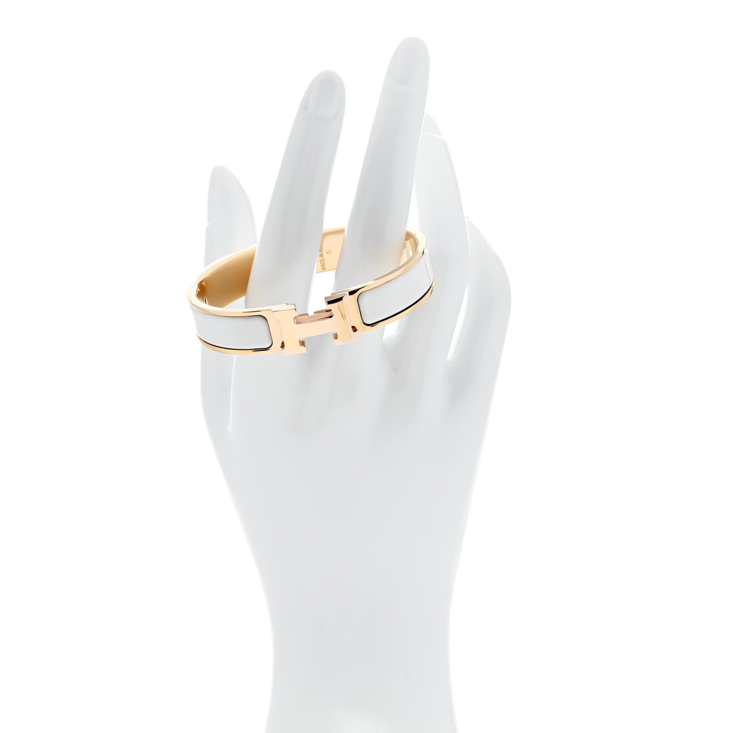 Hermes Enamel Narrow Clic Clac H Bracelet GM White 2 of 4