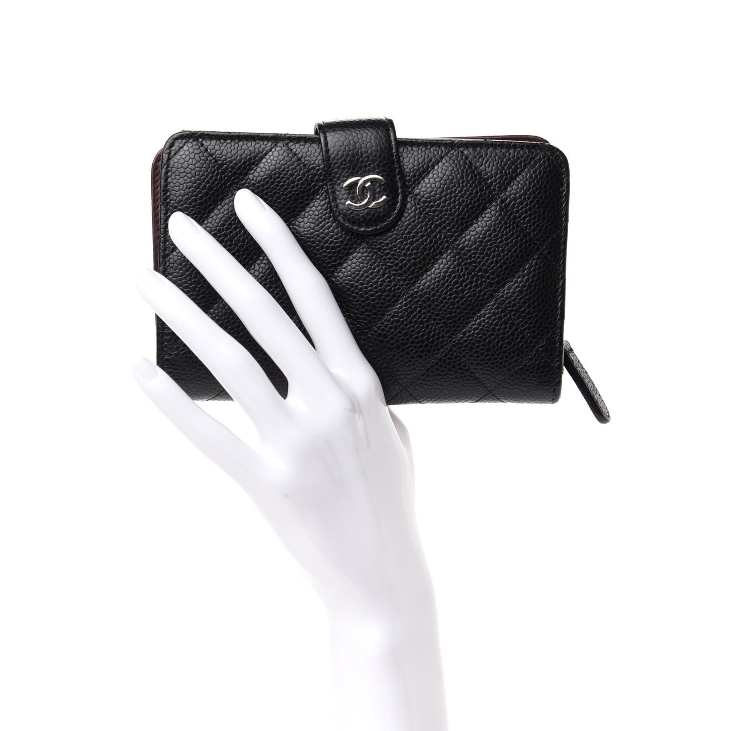 Caviar Quilted Zipped Pocket Wallet Black