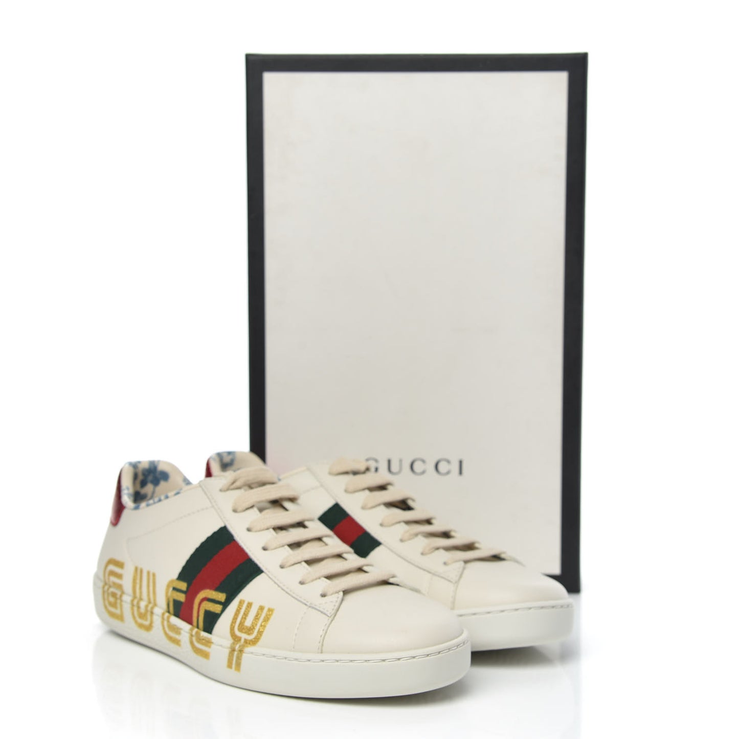 X SEGA Calfskin Ayers Web Guccy Womens Ace Sneakers 35.5 White