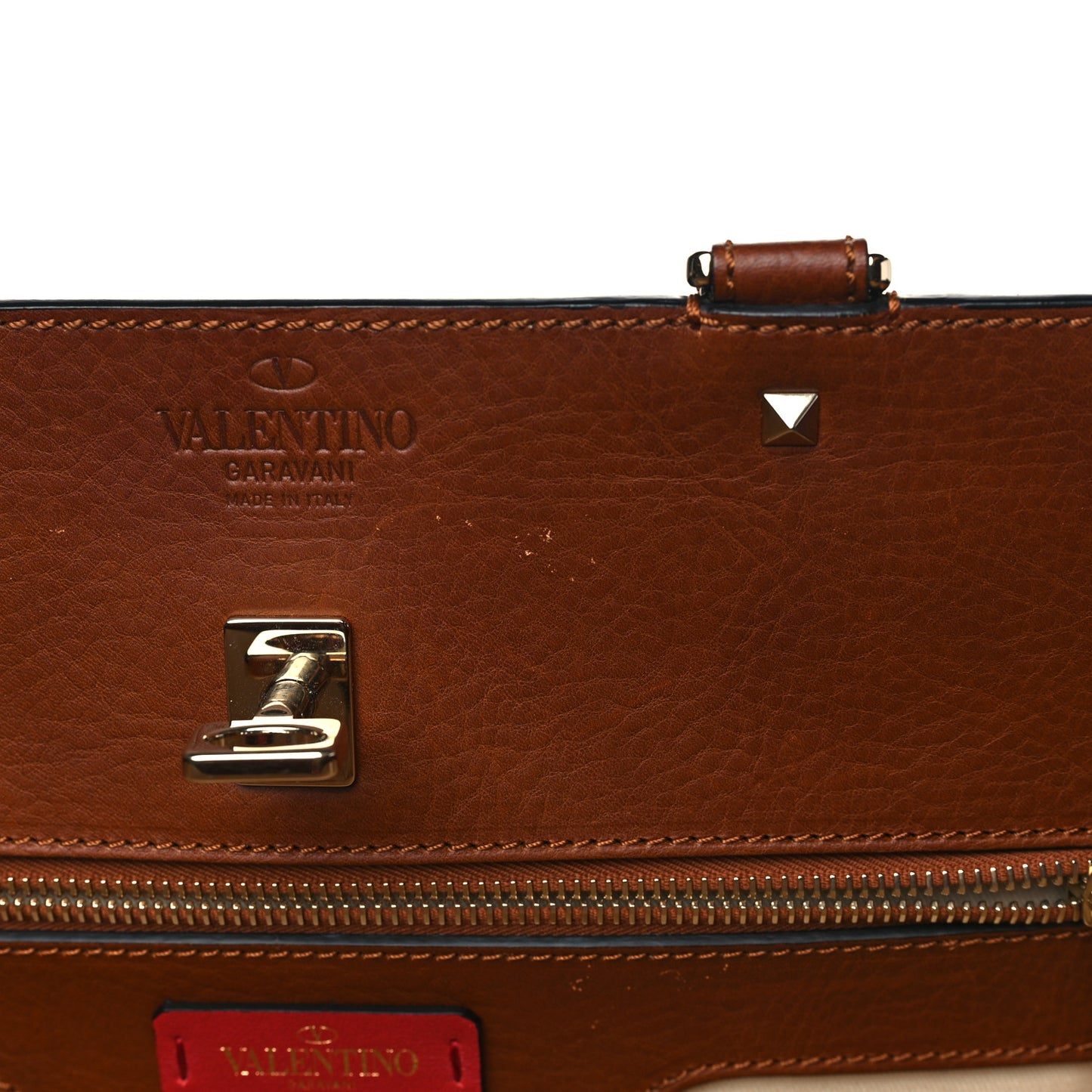 Calfskin Denim Rockstud Maxi Joylock Satchel Blue
