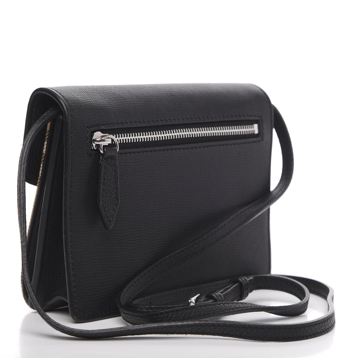 Grainy Calfskin Vintage Check Mini Macken Crossbody Bag Black