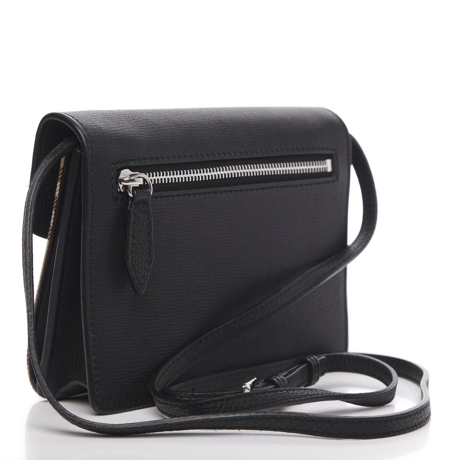 Burberry Grainy Calfskin Vintage Check Mini Macken Crossbody Bag Black 3 of 12