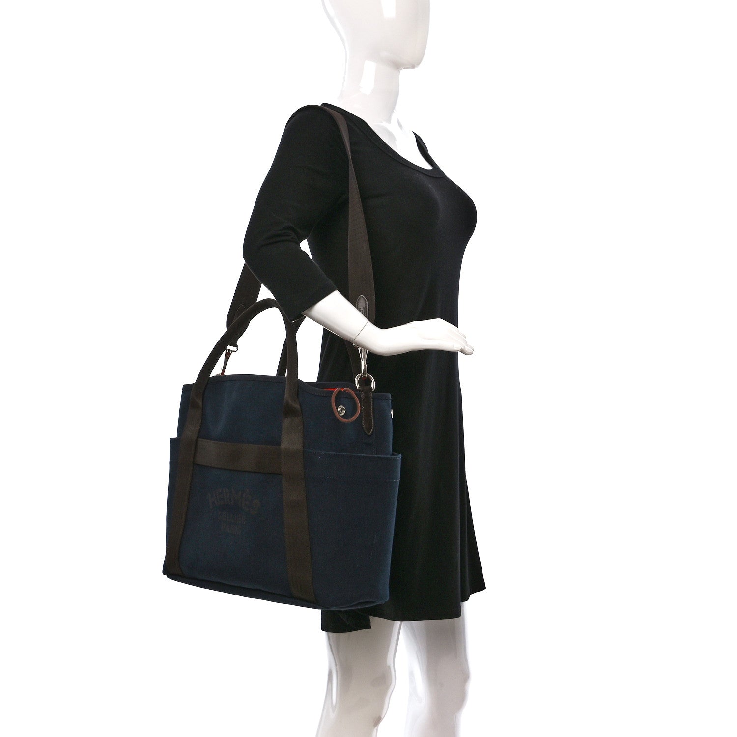 Hermes Toile Sac De Pansage Groom Bleu Navy Feu 2 of 9