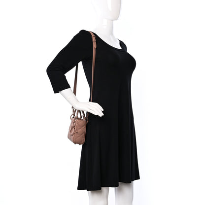 Christian Dior Ultra Matte Calfskin Cannage Micro Lady Dior Beige 2 of 11