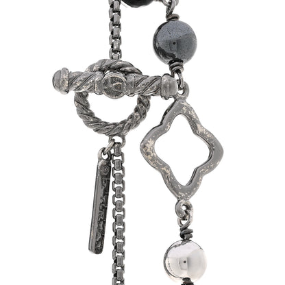 David Yurman Darkened Sterling Silver Onyx Hematite Quatrefoil Bead Chain Necklace 4 of 4
