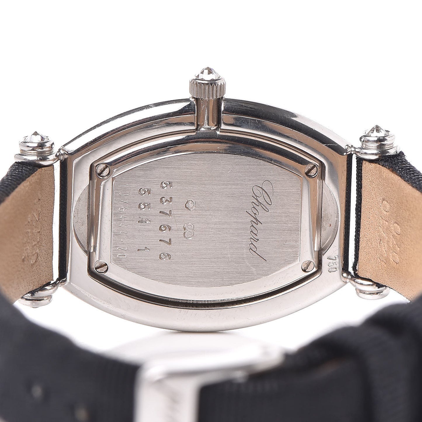 18K White Gold Nylon Diamond Pave Bezel Mother of Pearl 23mm Classique Quartz Watch