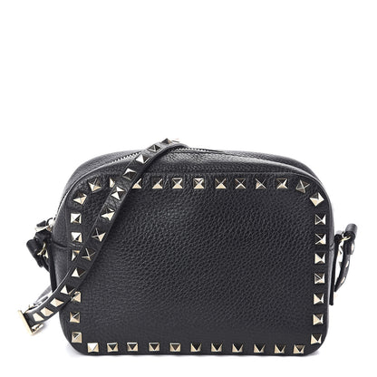 Valentino Garavani Pebbled Calfskin Rockstud Camera Crossbody Bag Black 1 of 9