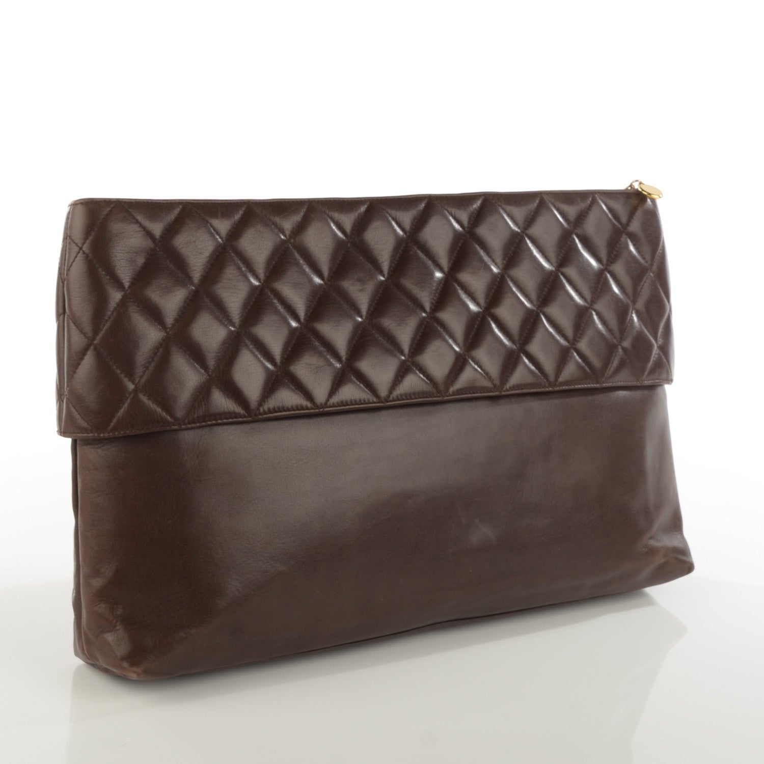 Chanel Lambskin Quilted Clutch Dark Brown 3 of 9
